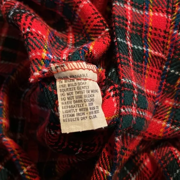 Vintage Red Plaid Tartan Style Print Maxi Skirt