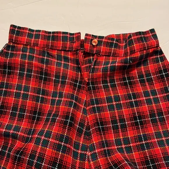 Vintage Red Plaid Tartan Style Print Maxi Skirt