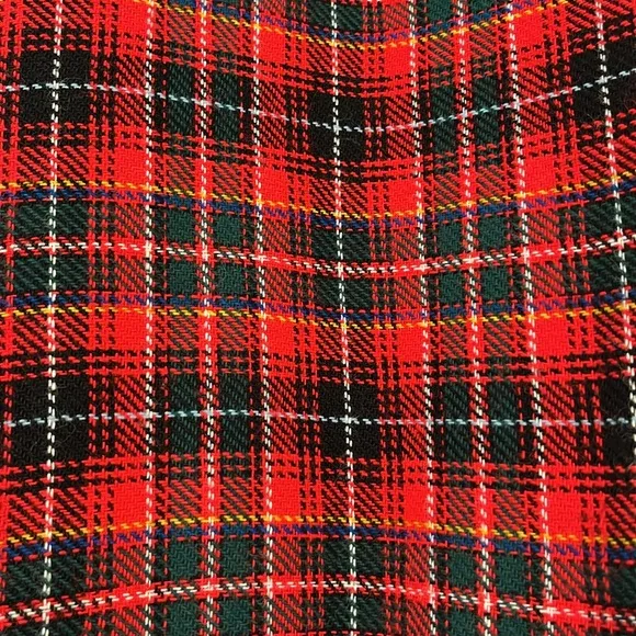 Vintage Red Plaid Tartan Style Print Maxi Skirt