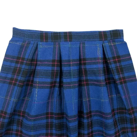 Vintage Tartan Plaid Skirt Size Medium 29&quot; Waist 1970s Wool/Acrylic Blend Midi