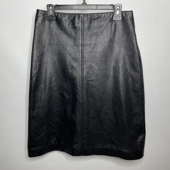 Vintage Y2K Crossing Pointe Black Lambs Leather A-line Skirt