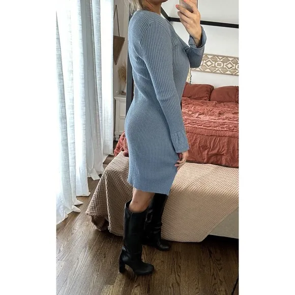 Vintage y2k Size Medium Helium Authentique Paris 100% Acrylic Blue Duster Sweatr
