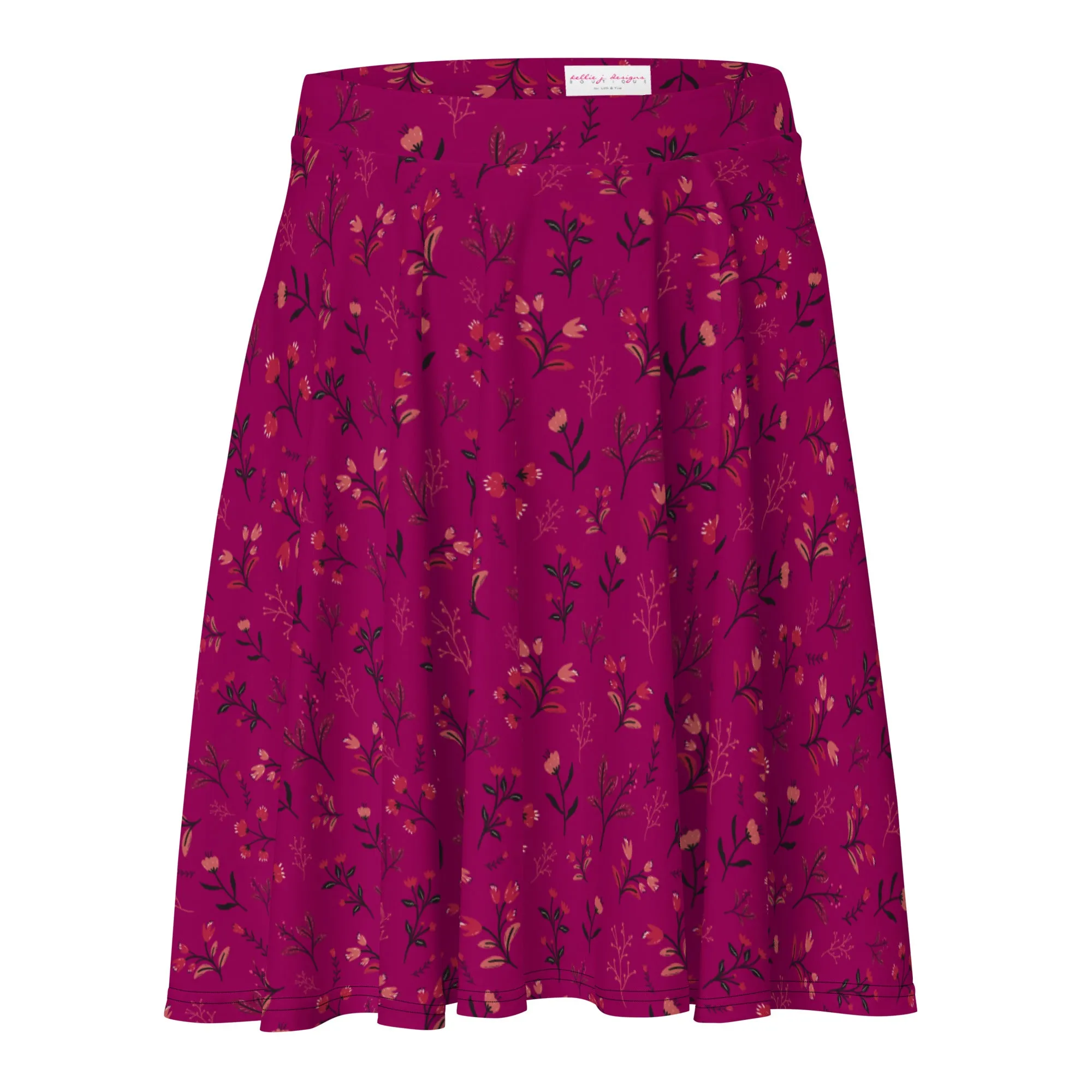 Viva Magenta Floral Skater Skirt (XS-3XL)