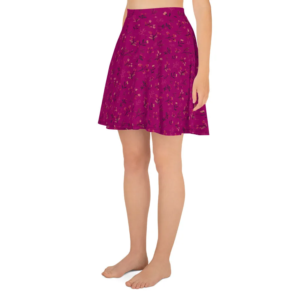 Viva Magenta Floral Skater Skirt (XS-3XL)