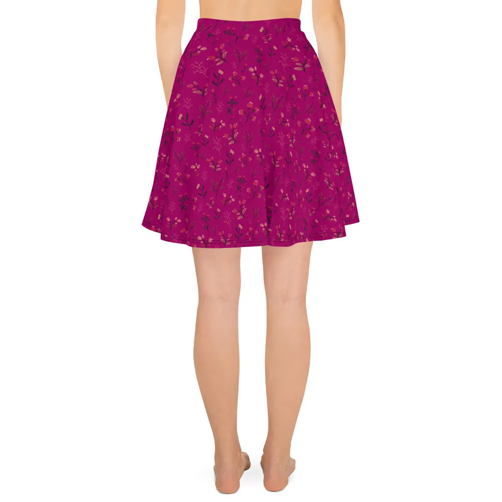 Viva Magenta Floral Skater Skirt (XS-3XL)