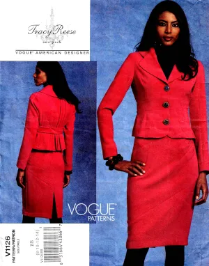 Vogue American Designer 1126 TRACY REESE Womens Fitted Lined Jacket & Asymmetric High Waisted Skirt Out Of Print Sewing Pattern Size 8 - 14 UNCUT Factory Folded