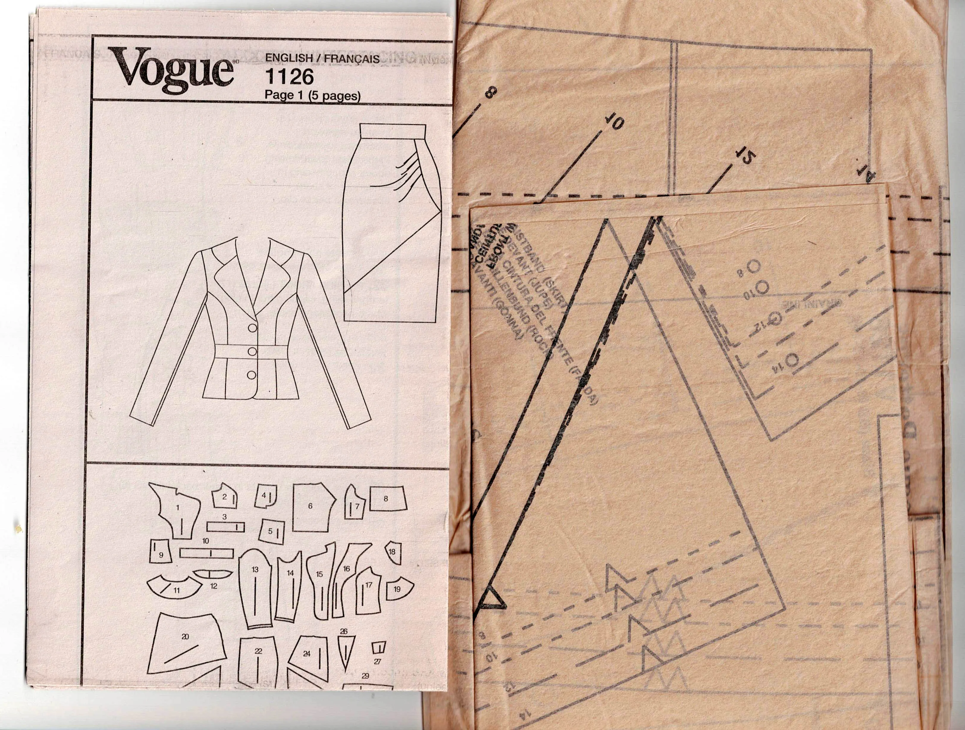 Vogue American Designer 1126 TRACY REESE Womens Fitted Lined Jacket & Asymmetric High Waisted Skirt Out Of Print Sewing Pattern Size 8 - 14 UNCUT Factory Folded