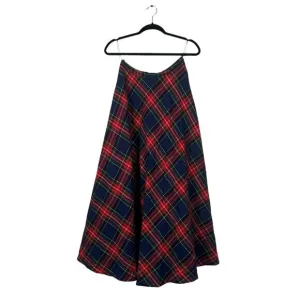 VTG 60s Red Tartan Plaid Full‎ Maxi Skirt Junior Mates by Classic of Boston Sz S