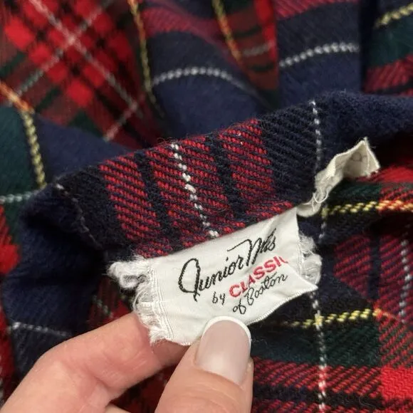 VTG 60s Red Tartan Plaid Full‎ Maxi Skirt Junior Mates by Classic of Boston Sz S