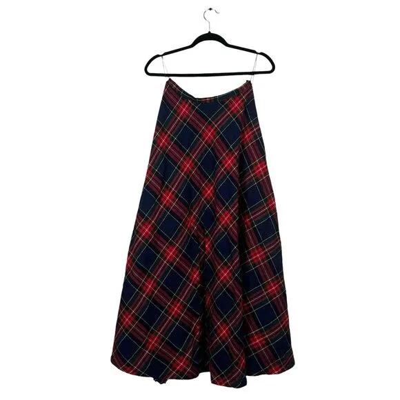VTG 60s Red Tartan Plaid Full‎ Maxi Skirt Junior Mates by Classic of Boston Sz S