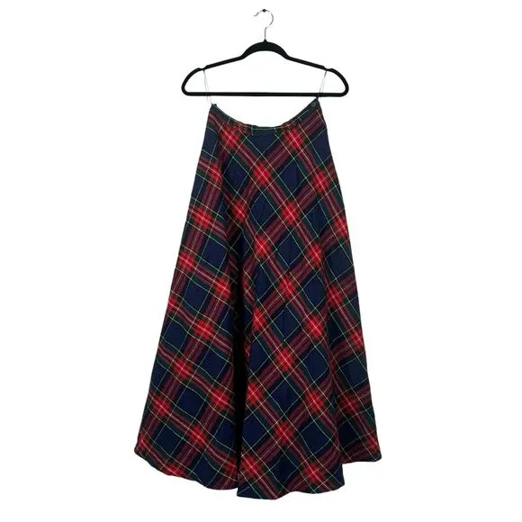 VTG 60s Red Tartan Plaid Full‎ Maxi Skirt Junior Mates by Classic of Boston Sz S