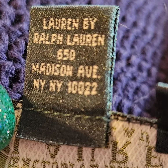 VTG Ralph Lauren Hand Knit Sweater Size L Color Navy