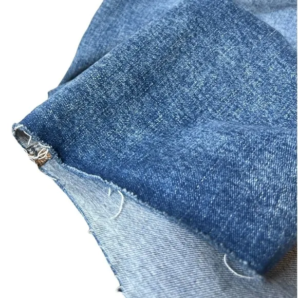 Wash Lab Denim Nordstrom Y2K High Waist Front Slit MIDI Skirt Raw Hem Size 18
