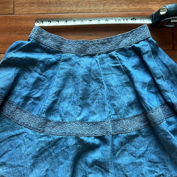 Wash Lab Taylor Lace Edge Tiered Denim Skirt Size large