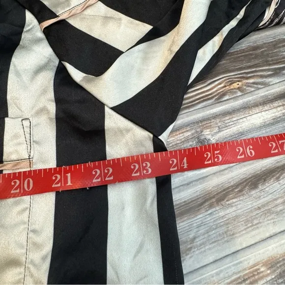 We Are Hah HAHT Striped Printed Button Down Satin Long Sleeve Pajama Shirt Sz XL