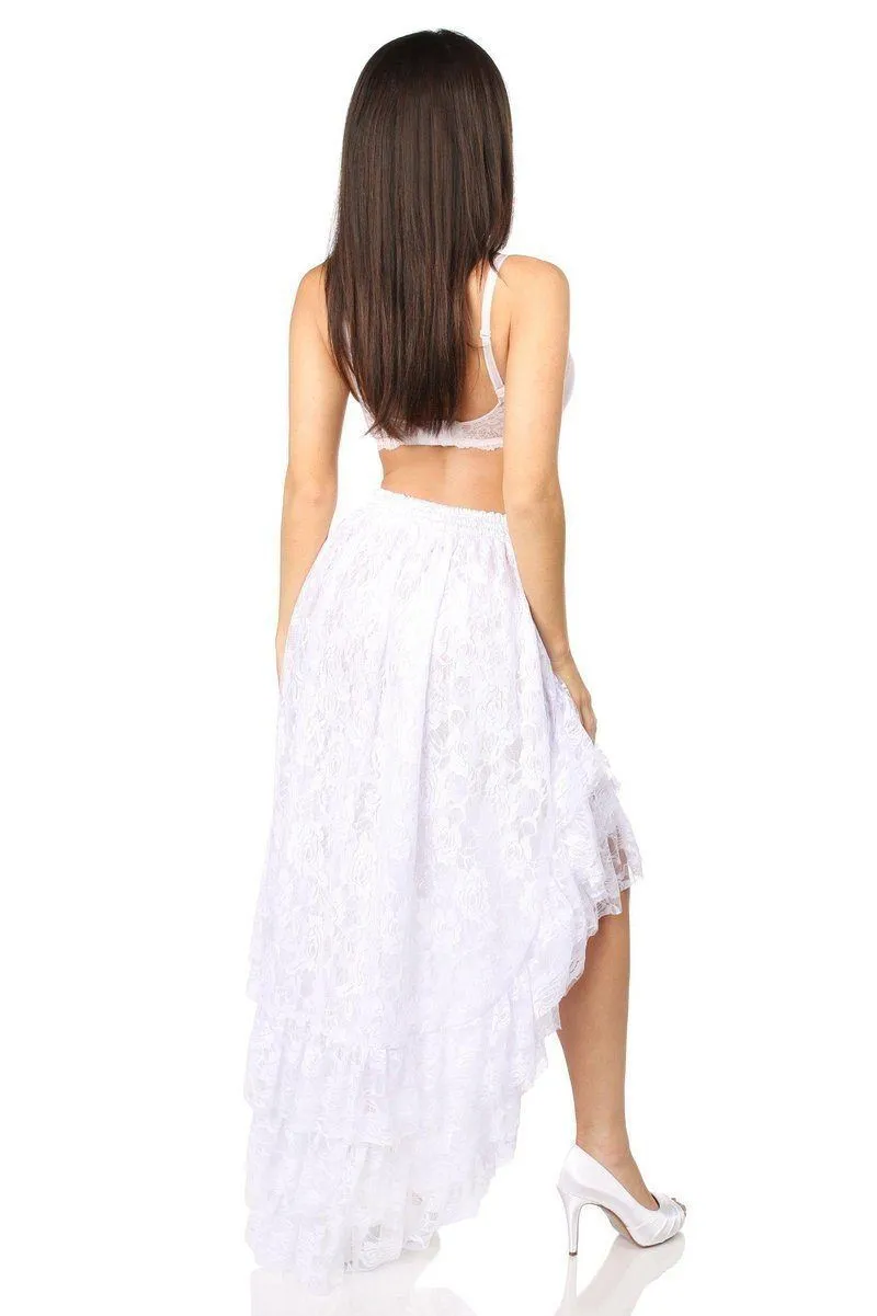 White High Low Lace Skirt by Daisy