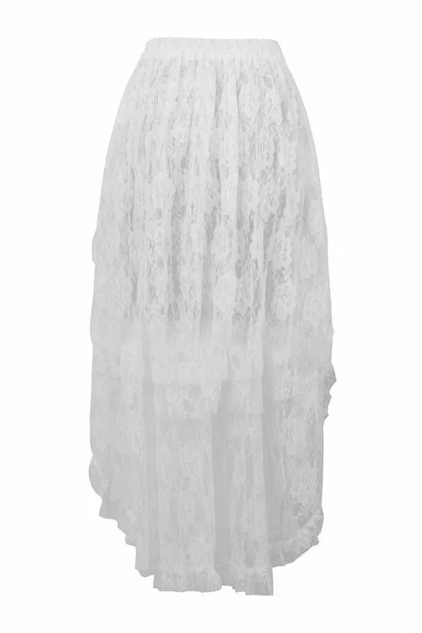White Lace Hi Low Skirt