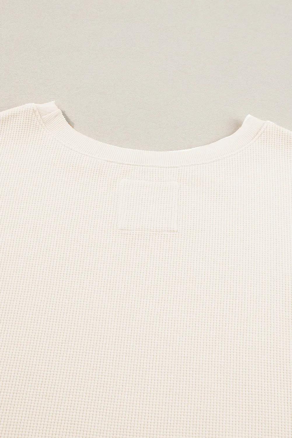 White Waffle Knit Bishop Sleeve Split Oversized Sweatshirt
