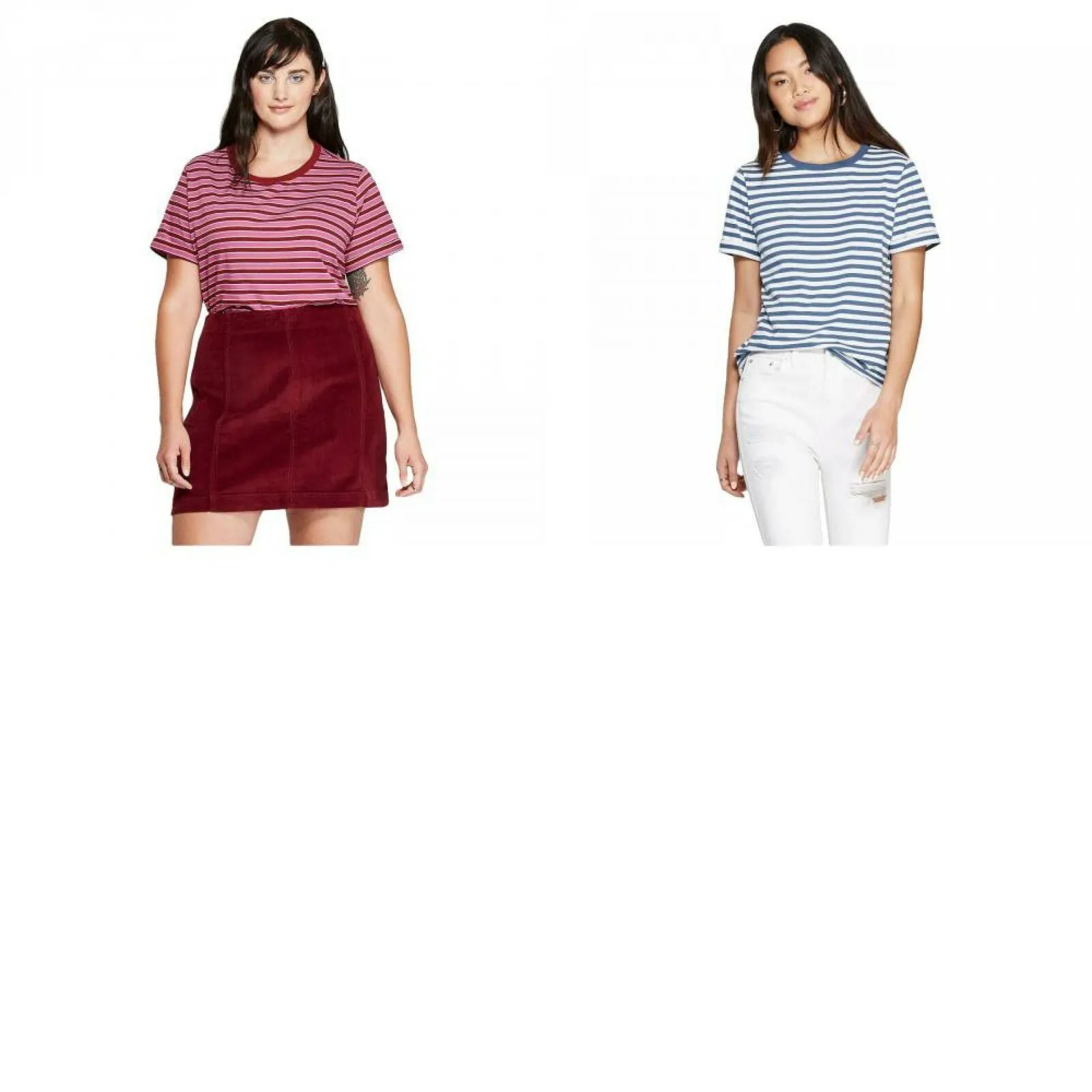 Wild Fable Women's Striped Short Sleeve Crewneck Ringer Boxy T-Shirt
