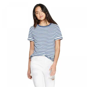 Wild Fable Women's Striped Short Sleeve Crewneck Ringer Boxy T-Shirt