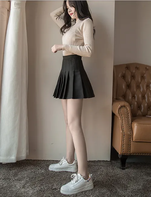 Winter wool Thicken  high waist plaid skirt KF25066