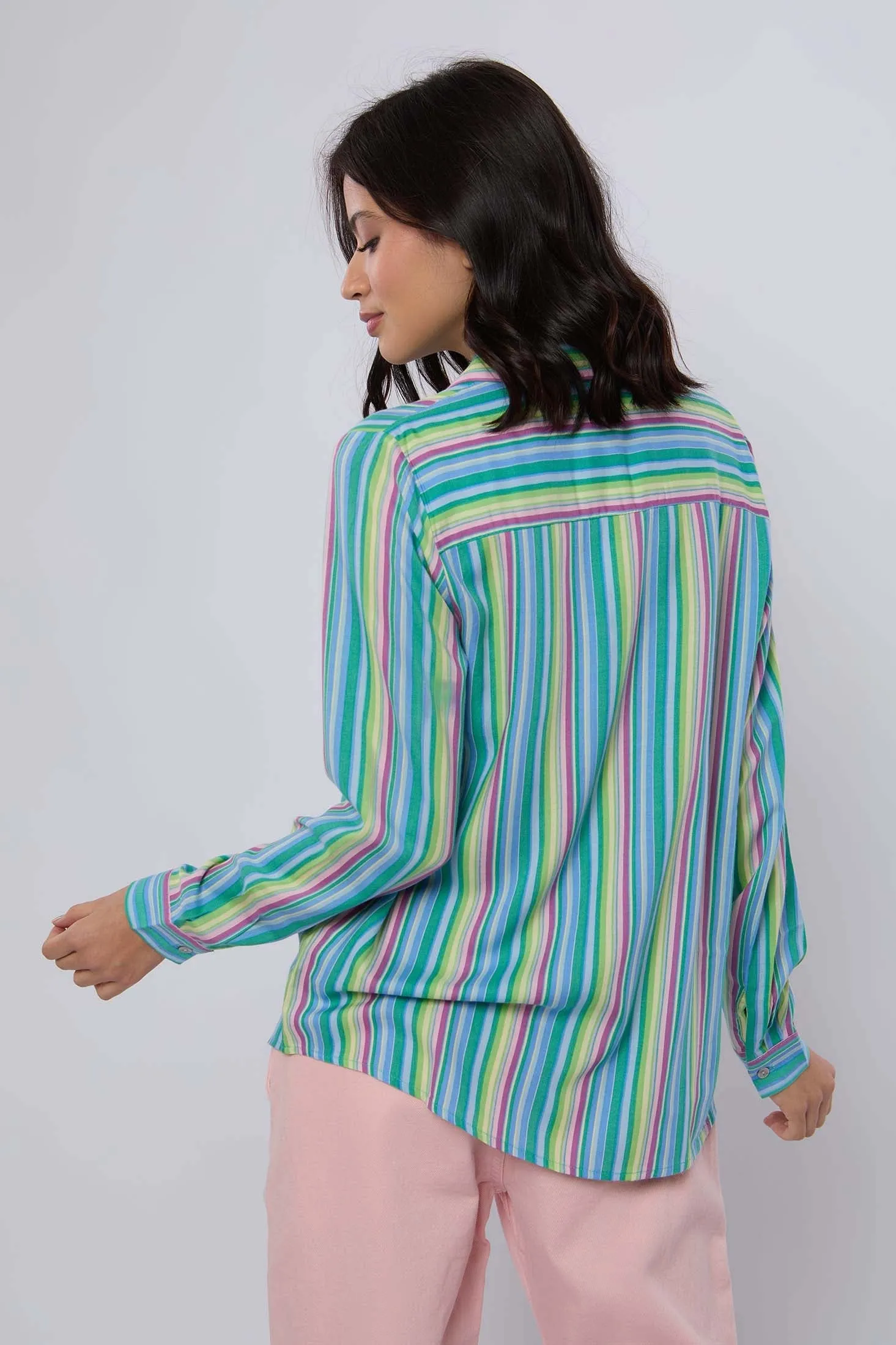 Women Blouse Cotton Long Sleeves Green