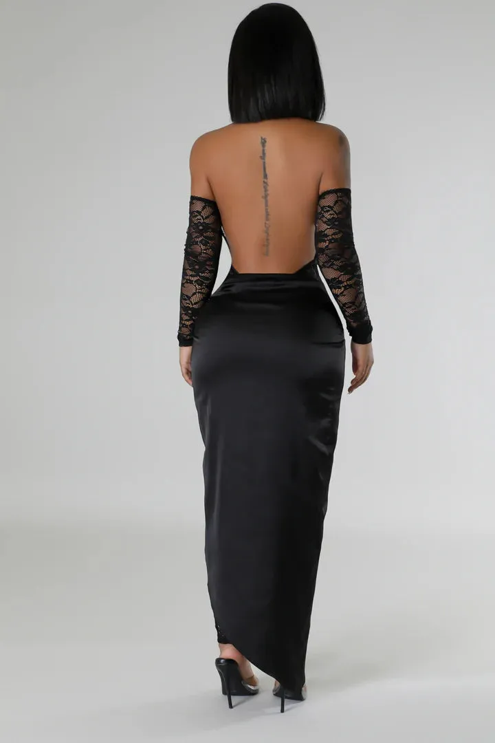 Women's Lace Mock Neck Long Sleeve Jumpsuit Skirt Set