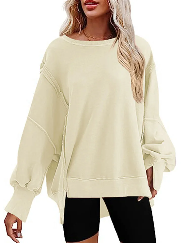 Women's Oversized Crew Neck Side Slit Street Sweatshirt