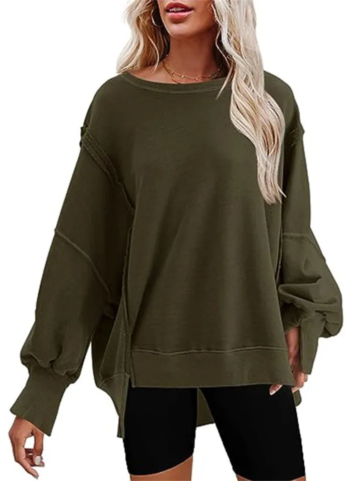 Women's Oversized Crew Neck Side Slit Street Sweatshirt