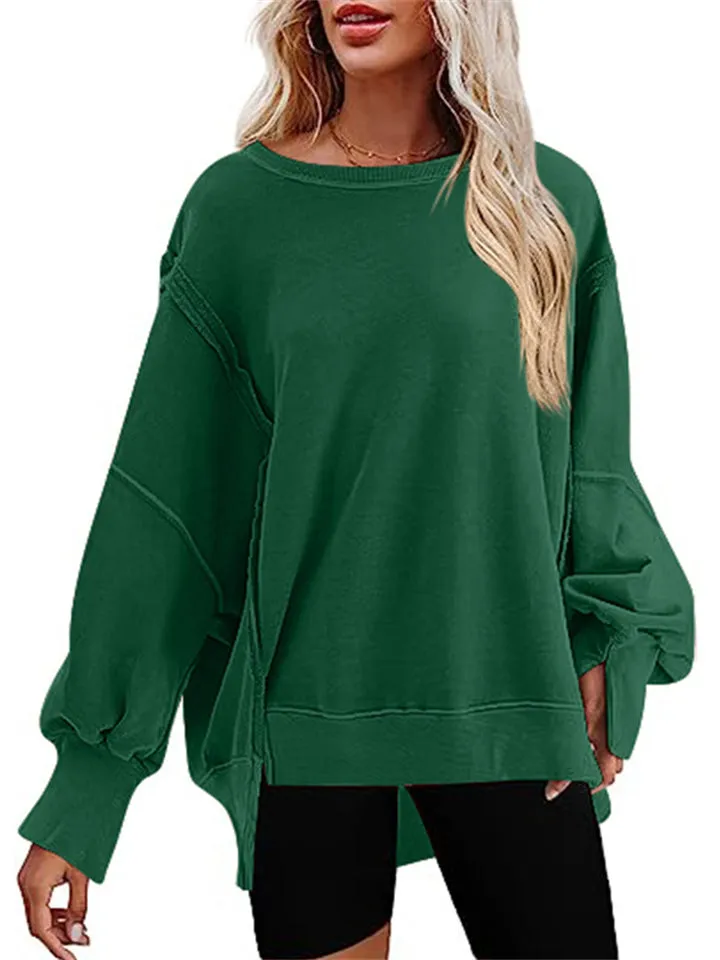 Women's Oversized Crew Neck Side Slit Street Sweatshirt