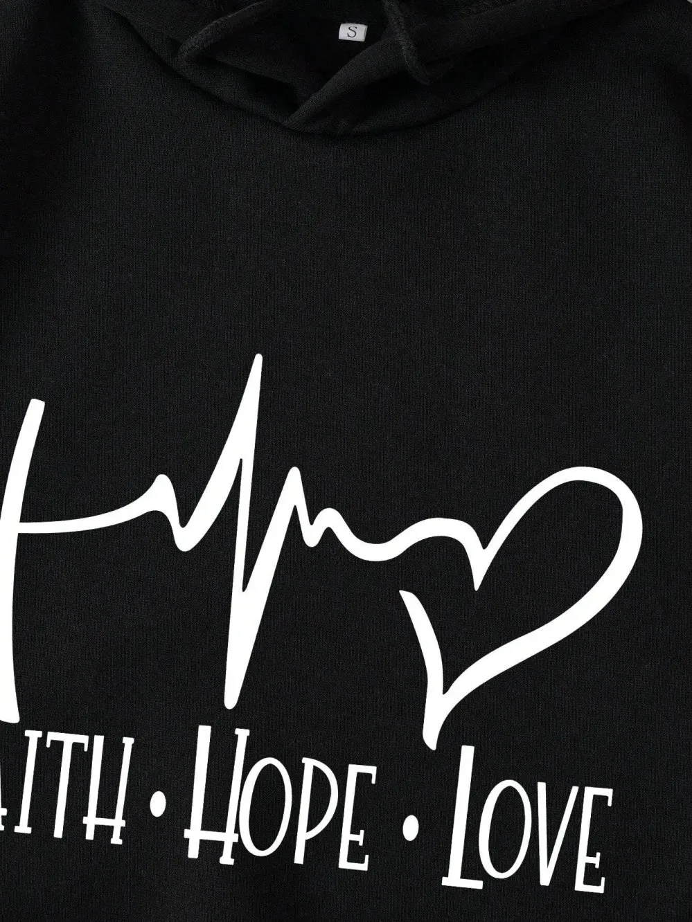 Women's "Faith Hope Love" Graphic Hoodie Casual Loose Streetwear Sweatshirt Autumn Fleece Hooded Hip Hop O-Neck Clothing Tops