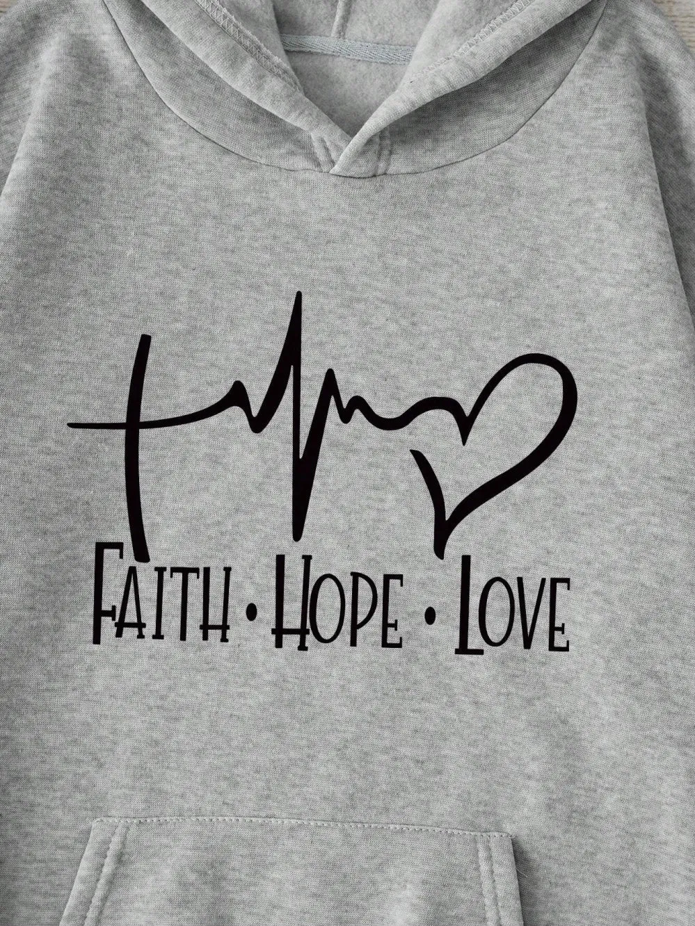 Women's "Faith Hope Love" Graphic Hoodie Casual Loose Streetwear Sweatshirt Autumn Fleece Hooded Hip Hop O-Neck Clothing Tops