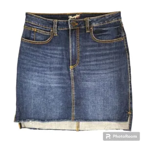 WRANGLER Raw Hem Darl Wash Denim Skirt