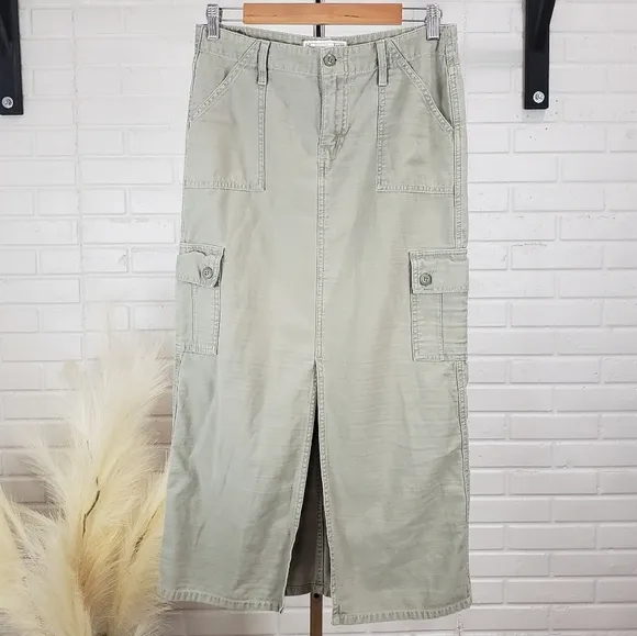 Y2K Levi Utility Denim Maxi Skirt size 4 Misses Sage Green