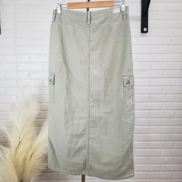 Y2K Levi Utility Denim Maxi Skirt size 4 Misses Sage Green