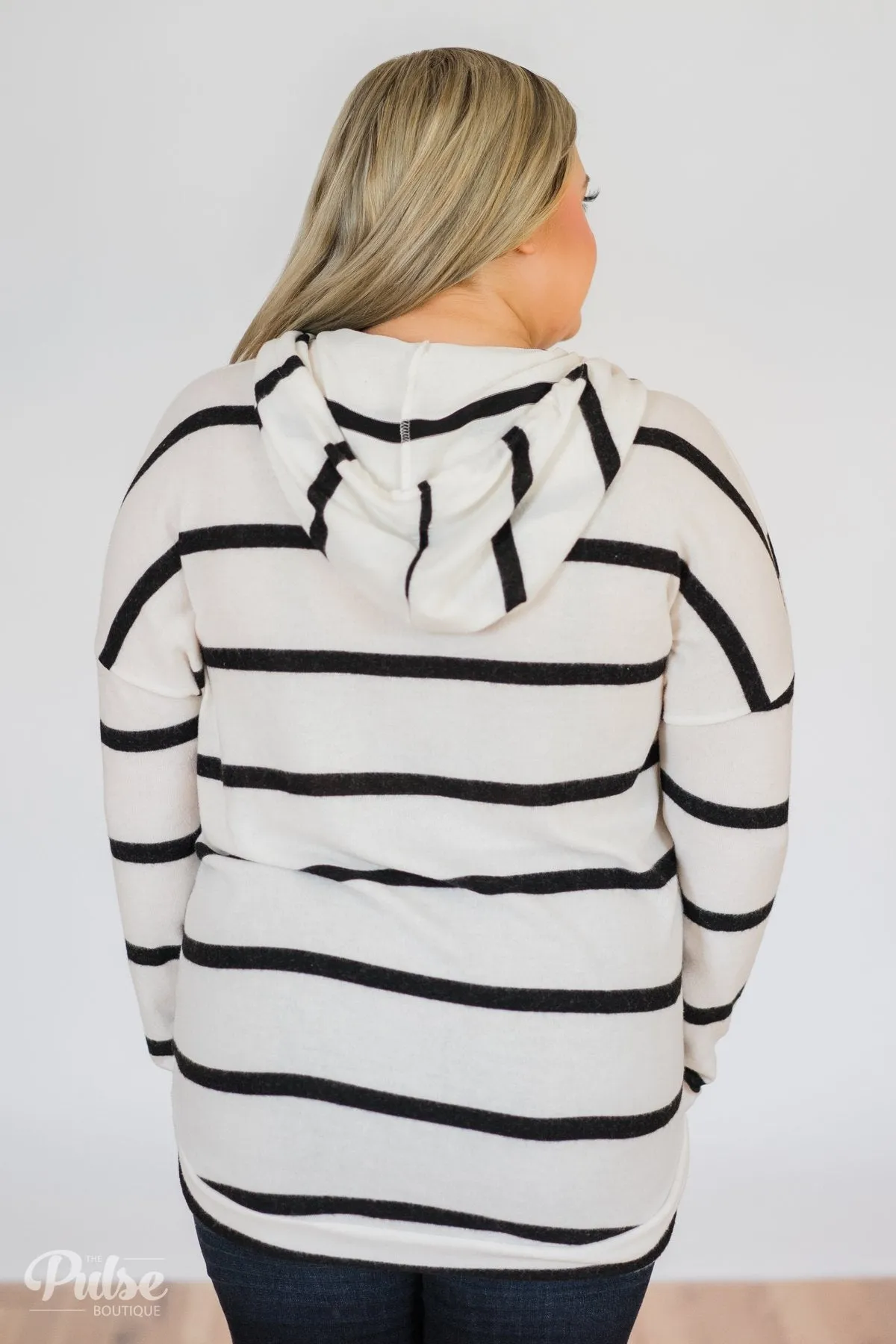 Your Soft Touch Striped Hoodie- White & Black