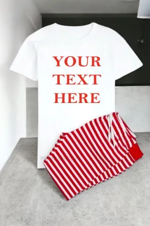 Your Text Pyjamas Red Striped