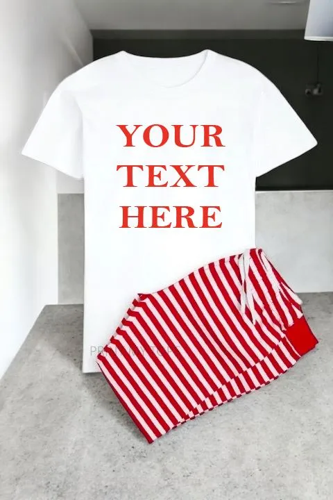 Your Text Pyjamas Red Striped