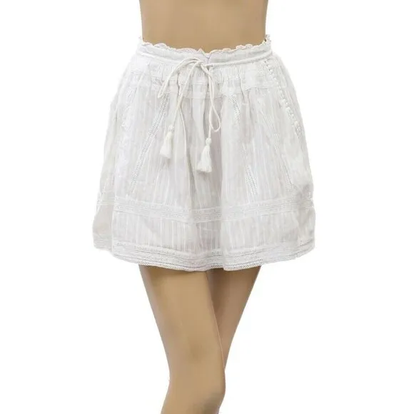 Zadig &amp; Voltaire Joxini Striped White Mini Skirt Lace High Waisted XS