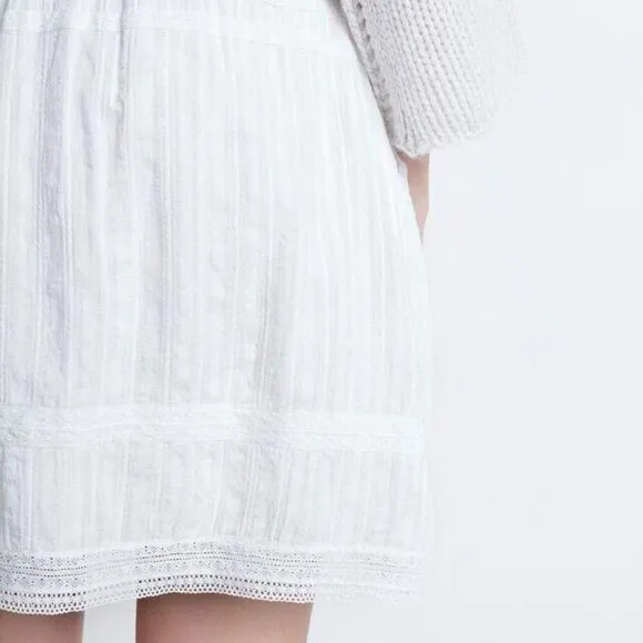 Zadig &amp; Voltaire Joxini Striped White Mini Skirt Lace High Waisted XS