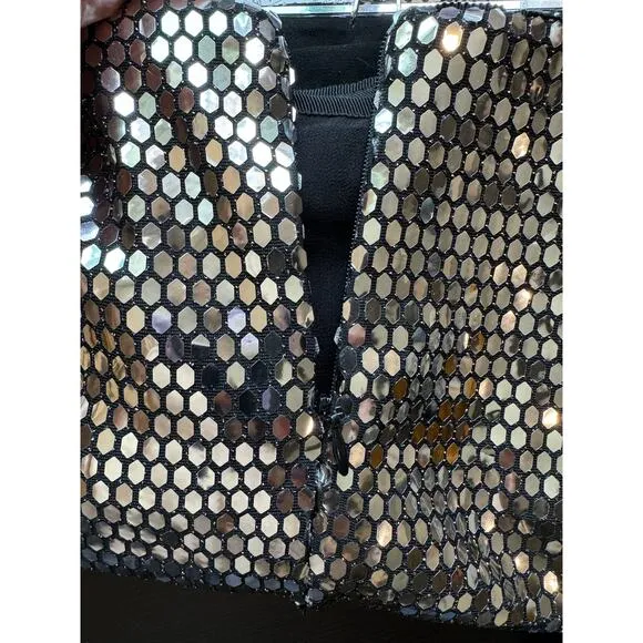Zara Blogger Favorite Silver Sequin Bow Mini Skirt