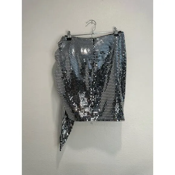 Zara Blogger Favorite Silver Sequin Bow Mini Skirt