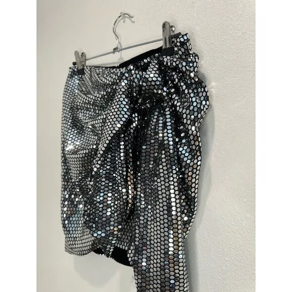 Zara Blogger Favorite Silver Sequin Bow Mini Skirt