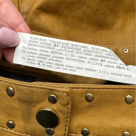 Zara Faux Leather A line Skirt Tan size S