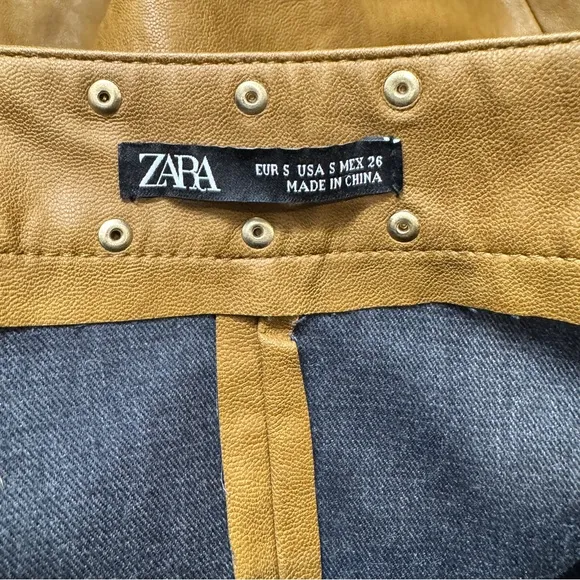Zara Faux Leather A line Skirt Tan size S