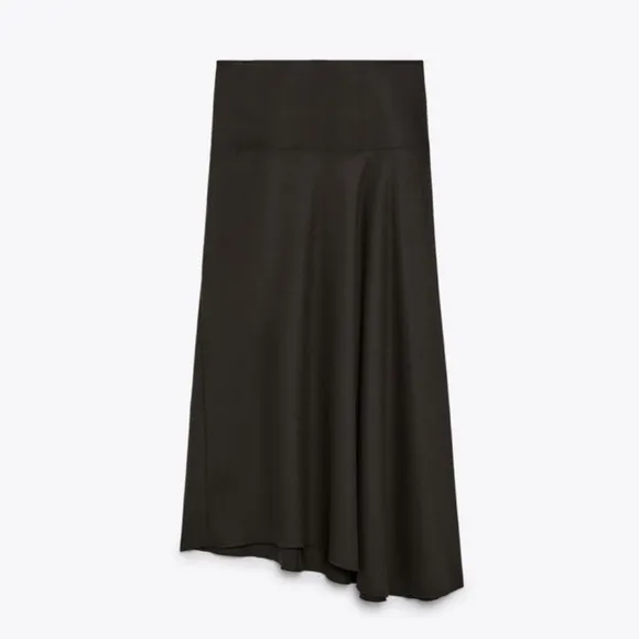 ZARA Limited Edition Midi Skirt Color-Khaki Size-XL NWT
