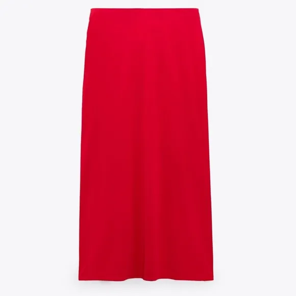Zara sexy Red DRAPED MIDI SKIRT. Size M