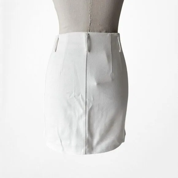 Zara White High Waisted Cargo Style Mini Bodycon Skirt Size XS